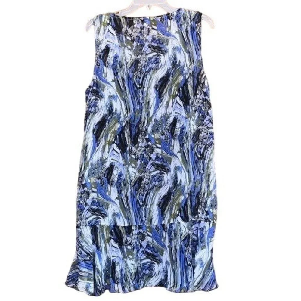 Kensie Marbled Blue Black Grey Shift Short Flowy Dress Size XL - Picture 5 of 8
